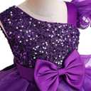 Miipat Girls Pageant Party Dress Ruffle Flower Kids Wedding Ball Gown Sequin Formal Princess Dress  (Purple), Size 140