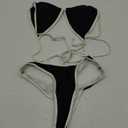 Suvimuga Women Two Piece Swimsuit Color Block Swimwear Halter String Triangle Bikini Sets Large
