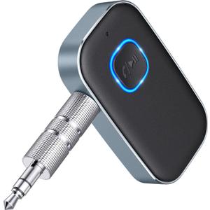 COMSOON Bluetooth AUX Adapter for Car, Noise Reduction Bluetooth Receiver for Music/Hands-Free Calls, Wireless Audio Receiver for Home Stereo/Speaker, 16H Battery Life/Dual Connect (Black+Gray)