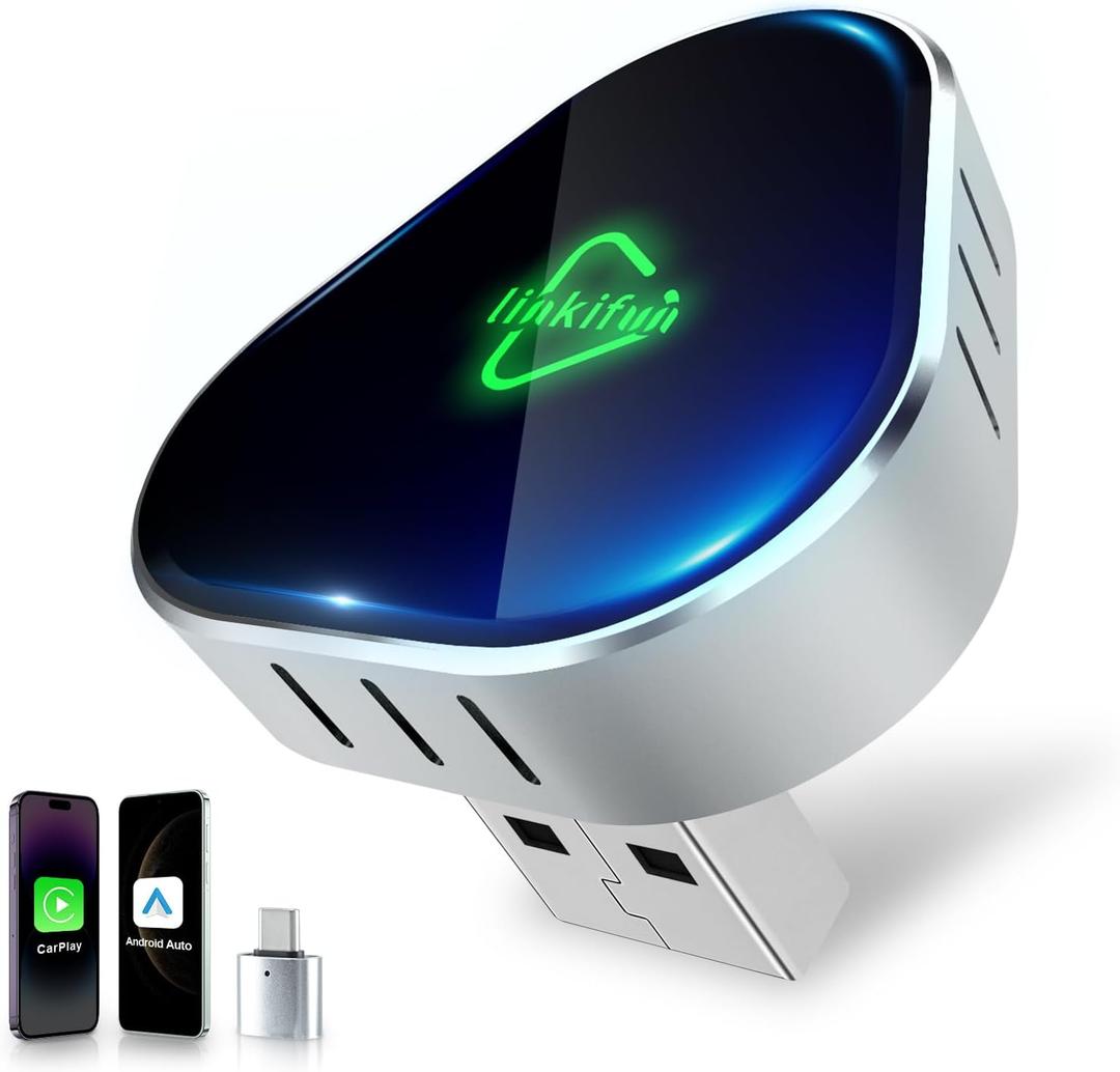 Mini Wireless Carplay Adapter, Compatible with Apple iPhone iOS 10+ Android 11+, Plug & Play, Compact Design for iPhone & Android with USB-A/Type-C Port