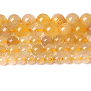 6mm 60pcs A+ Natural Gold Rutilated Quartz Crystal Stone Beads for Jewelry Making DIY Bracelet Necklace 15" Energy Healing Power Stone Beads(Gold Rutilated Quartz, 6mm)
