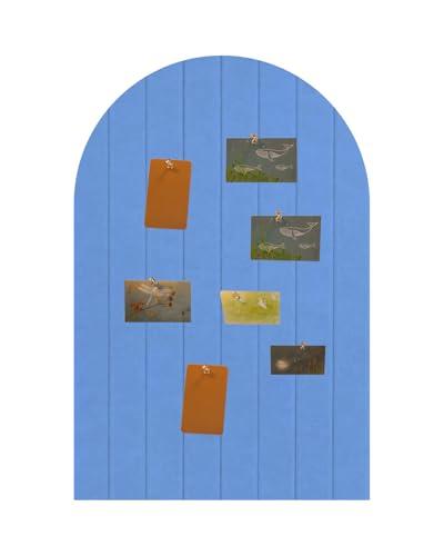 Foldable Bulletin Board 24x16 inches, 0.35" Thick Felt Wall Tiles, Large Cork Board with Adhesive Sticker, Round Edges Wall Panels for Office Bedroom Living Room, Decorative Board (Sky Blue) Pack of 3