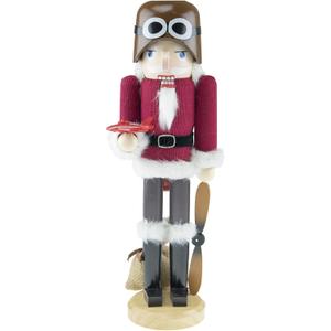 Clever Creations Pilot 15 Inch Traditional Wooden Nutcracker, Festive Christmas Dcor for Shelves and Tables