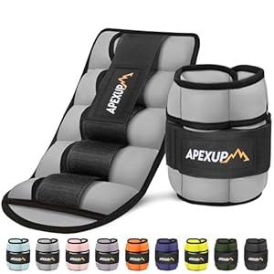 APEXUP 10lbs/ Pair Adjustable Ankle Weights for Women and Men, Modularized Leg Weight Straps for Yoga, Walking, Running, Aerobics, Gym, Physical Therapy (Grey)