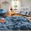 Ultra Soft Rugs for Living Room Bedroom, 5x7 Area Rugs for Living Room, Modern Shaggy Carpets Fuzzy Rug for Boys Girls Dorm Nursery Home Decor Aesthetic, Upgrade Non-Slip Durable, Tie-Dyed Blue Grey