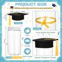 36 Pcs Graduation Party Supplies Graduation Cap Candy Jars Set for Kindergarten Cute Plastic Container with Gold Tassel and Bow Fillable Candy Jar for Craft DIY Gifts Congrats Graduate Party Favor