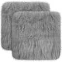 Drydiet 2 Pcs Natural Sheepskin for Bed Sores and Skin Imitation Wool Medical Sheepskins with Non-Slip Back for Pain Relief and Discomfort, Wool Seat Pad, 17 in x 17 in (Grey)