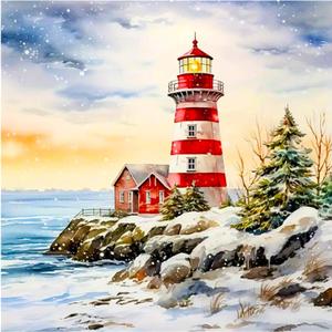 AMORARS Lighthouse Diamond Painting Kit for Adults - Diamond Art Beginners - DIY Full Diamond Dot Rond Gem Art Paintings, Suitable Gifts, and Home Decoration Crafts, 12x12Inch