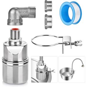 Float Valve - 1/2" 3/4" 1" Water Float Valve, 304 Stainless Steel Automatic Water Level Control Float Valve, Auto Shut Off Ball Mini Float Valve for Water Tank, Pool, Livestock Troughs (1 Pack)