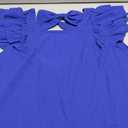 Falechay Womens Bow Tie Back Tops Round Neck Ruffle Short Sleeve Shirts Cute Babydoll Chiffon Tee Women Summer Trendy Tunic (Blue, XL)