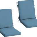 Arden 2-Pack Outdoor Patio Dining Chair Cushion, 20x44, Rain-Proof Seat Pad, Fade-Resistant Outdoor Cushion French Blue Texture