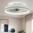 Smart Ceiling Fan with Lights, Alexa/Google Assistant/APP Control, 20" Low Profile Fan with 6 Speeds, Bedroom, Living Room, Patio (White-1105-06)