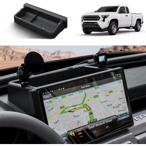 Dashboard Behind Screen (14-Inch) Storage Box for 2024 2025 Toyota Tacoma & 2025 4Runner Accessories, Center Console Organizer Tray with Anti-Slid Silicone Pad (14 Inch Screen only)