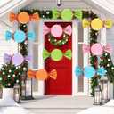 Acellegic 91 Pcs 20" Large Christmas Candy Ornaments Giant Christmas Candy Cane Hanging Ornaments with Ribbon Xmas Home Gift Tree New Year Party Supplies(Macaron Style)