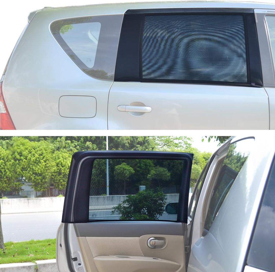 TFY Universal Car Rear Side-Door Square-Window Sunshades - for Vehicles with Side Windows 29.5Inch - 41.5Inch W x 19Inch H (Regular Rectangular Window)