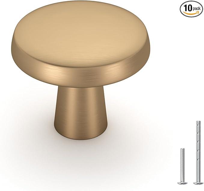 goldenwarm 10 Pack Champagne Bronze Cabinet Knobs Round Kitchen Cabinet Knobs for Cabinets and Drawers Knobs for Dresser Drawers Cabinet Pulls