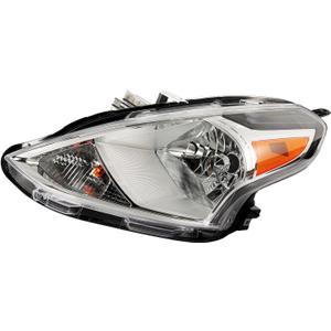 PHILTOP Headlights Assembly Compatible with 2015 2016 2017 2018 2019 Nissan Versa,Chrome Housing Clear Lens Amber Reflector,Halogen Headlamps Left & Driver Side
