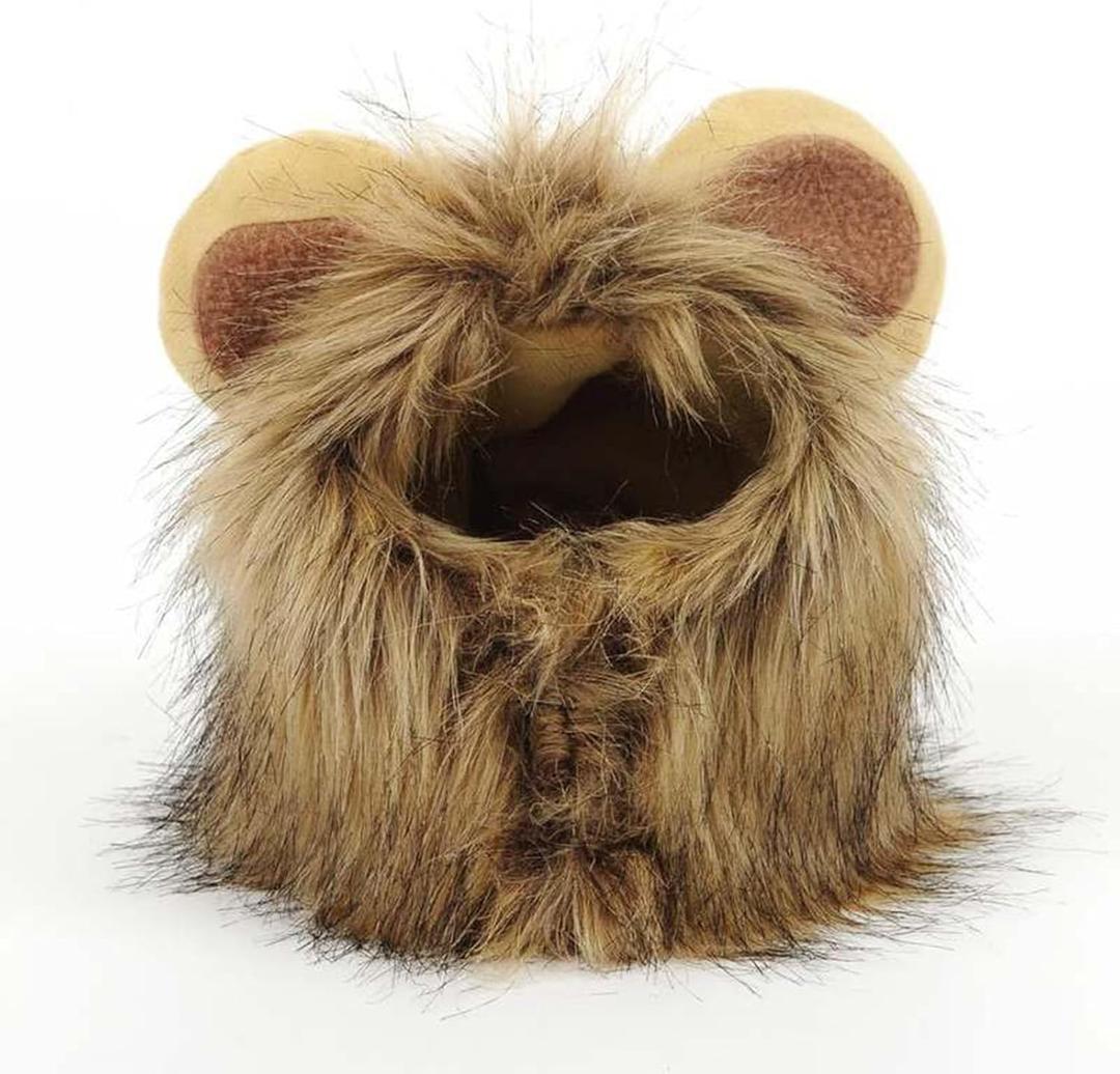 Lion Mane for Dog, Lion Mane Costume for Dog Cat, Adjustable Cute Pet Halloween Costumes Birthday Party Cosplay Apparel (Brown, Large)