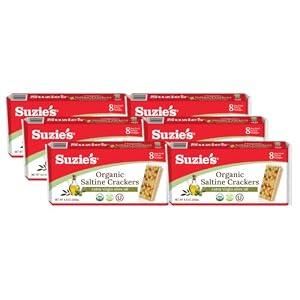 Suzie's Organic Saltines, Salt & Extra Virgin Olive Oil, 8.8 Ounce (Pack of 12)