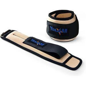 Yes4All Wrist & Ankle Weights Pair 1lb -10lbs, Adjustable Strap for Walking, Jogging, Pilates, Gym Fitness Workout for Women, Men (A. 2Lbs Pair (1lb x 2) - Beige)