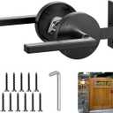 Heavy Duty Gate Latch for Wooden Fence, Double Side Gate Latch, Black Fence Gate Latch with Handles, Alloy Door Latch for Wooden Gates, Pool Gate, Backyard, Garden - Round