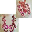 5pcs Silver Flower Sequins Embroidered DIY Applique Iron Patches (Hot Pink)