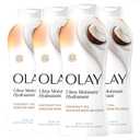 Olay Body Wash for Women, Ultra Moisture, 24hr Moisturizing, Hydrating & Refreshing, B3 Vitamin Complex, Free of Parabens & Phthalates, For All Skin Types, Coconut Oil Scent, 22 fl oz (Pack of 4)