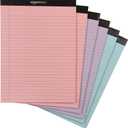 Amazon Basics Wide Ruled 8.5 x 11.75-Inch 50 Sheet Perforated Lined Writing Note Pads, Pack of 6, 300 Count, Multicolor