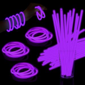 60 Pack 8 Purple Glow Sticks Bulk with 60 Connectors Neon Glow In The Dark Party favors Supplies for Holiday Birthday Party Decoration (Purple)