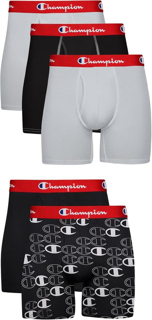 Underwear Boxer Briefs, Everyday Active, Lightweight Stretch, 3-pack (XX-Large, Black/Grey - 5 Pack)