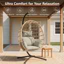 Outdoor Egg Chair Cushion with 8 Securing Straps, Water-Repellent & Fade-Resistant, Removable Cover, Replacement Cushion for Most Single Hanging Swing Egg Chairs Cream
