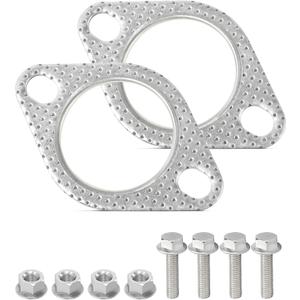 2PCS Exhaust Gasket,Car Accessories Exhaust Flange Gasket,Muffler Gasket,Catalytic Converter Gasket,Exhaust Flange Repair Kit with Bolt & Nut,Fit for Car,Truck,Replace #120-06310-0002 (2.5inch)