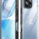 SPORTLINK for iPhone 16 Pro Case Waterproof - Built in Screen Protective, IP68 Underwater /6.6FT Military Dropproof/Dustproof/Full Body Phone Case 6.3 inch Black/Frosted Clear