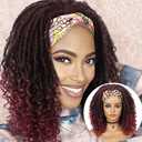 Dreadlock Braided Wigs with Headband Synthetic Goddess Faux Locs Hair Wig with Curly Ends Freetress Twist Crochet Hair Wigs For Black Women and Men (Ombre/99J, Headband)