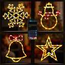 4pack-Christmas Window Silhouette Lights Decorations with APP & Remote Bells, Snowflakes, Snowmen, Stars, Christmas Window Lights with 16 Million Colors for Holiday Indoor Wall Door Glass Decorations