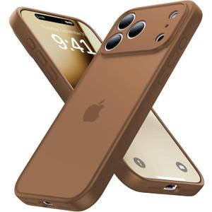 For iPhone 17 Pro Max Case [Full Camera Protection] [Military Grade Shockproof], Anti-Slip Protective Phone Cover, Slim Translucent i Phone17 Pro Max Phone Case 6.9", Frosted Brown