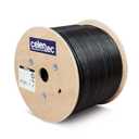 CAT6 Outdoor Cable, 1000ft, 23AWG Solid Bare Copper, Unshielded Twisted Pair (UTP), UV Resistant, Weatherproof, CMX, ETL Listed, 550MHz, Bulk Ethernet Cable, Wooden Spool- Black