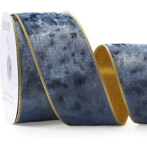 Dusty Blue Christmas Velvet Ribbon Wired (2.5"  15 Yards) - Christmas Ribbon for Christmas Tree Decoration/Gift Wrapping/Crafts Wreaths Supplies