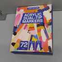 72 Colors Acrylic Paint Markers, Dual Tip with Fine Tip and Brush Tip Pens for Stone, Wood, Canvas, Glass, Ceramic, Metal, Rock, Fabric, DIY Art Projects