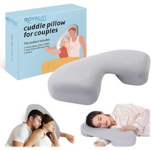 ROYALAY Cuddle Pillow, Adjustable Height Side Sleeper Pillow with Arm Hole for Adults, Memory Foam Neck Support for Couples Relieve Pressure with Washable Cover