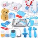Doctor Kit for Toddlers 3-5 - Pretend Play Vet Set Toys for Boys Girls | Medical Kit with Dog, Bag, Costume, Stethoscope, Birthday Gifts for Kids, Child-size