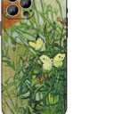 for iPhone 16 Pro Case for Women, Aesthetic Van Gogh Butterflies and Poppies Case, Soft TPU Flower Shockproof Protective Cover