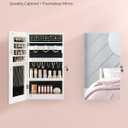 SONGMICS Mirror Jewelry Cabinet Armoire with Built-in LED Lights, Wall or Door Mounted Jewelry Storage Organizer, 3.8 x 14.6 x 26.4 Inches Hanging Mirror Cabinet, Gift Idea, White UJJC050W01