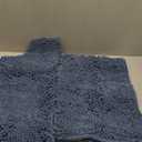 HOMEIDEAS 3 Pieces Bathroom Rugs, Ultra Soft Non Slip Absorbent Chenille Toilet Bath Mat Set (Grey Blue)