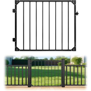 48 * 42in Heavy Duty Adjustable Outdoor Metal Deck Gate with Hinges & Latch