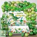 268Pcs Dinosaur Birthday Party Decorations Serve 25, Dinosaur Birthday Decorations Include Balloon Garland Arch, Plates, Tablecloth, Cake Topper, Backdrop, for Dinosaur Themed Birthday