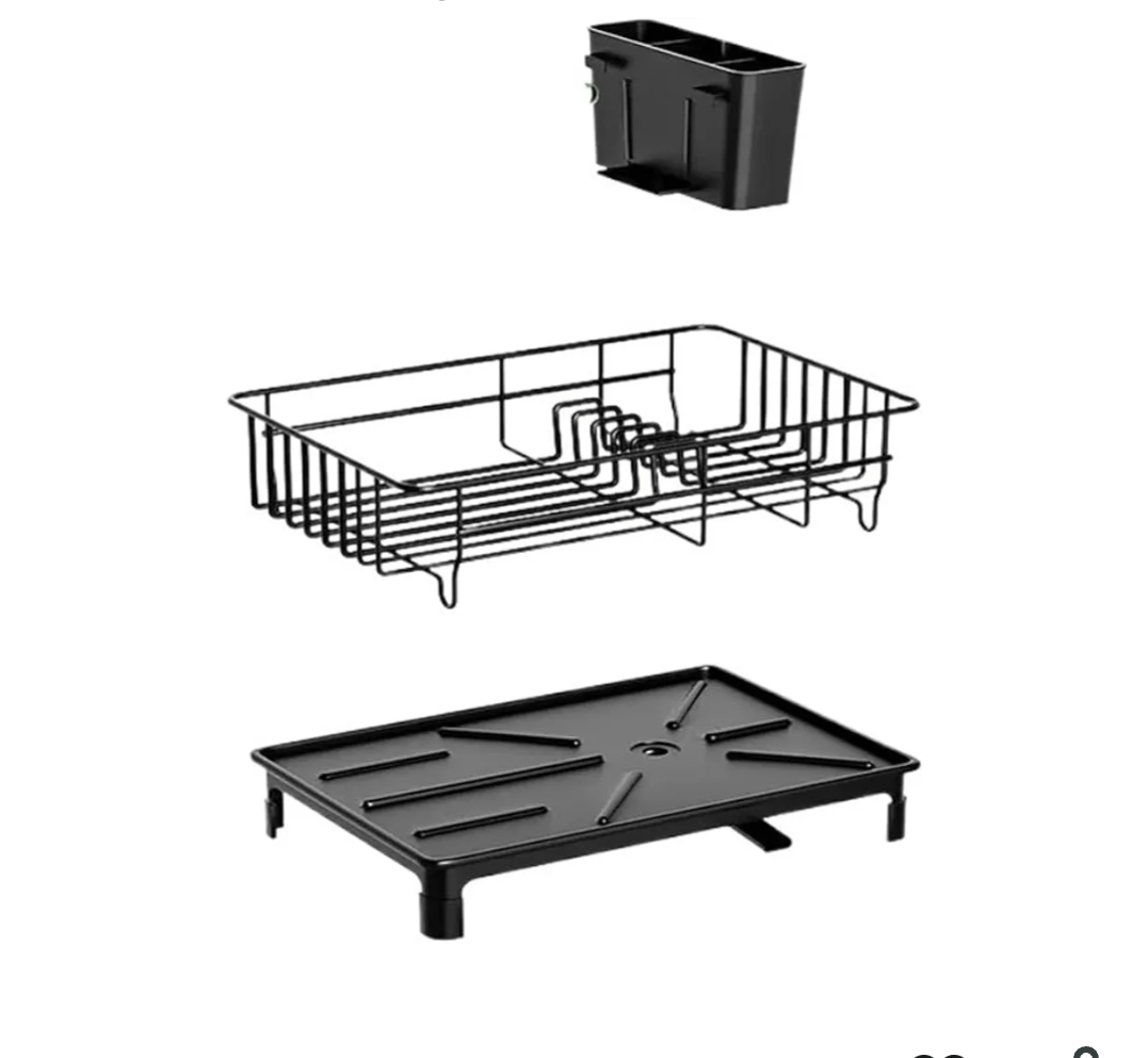 Dish draining rack,Cutlery rack with drain tray and drip line,cup holder,cutlery holder,Kitchen countertop storage rack
