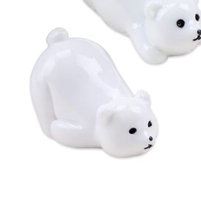 Glow-in-The-Dark Mini Resin Polar Bears Cartoon Arctic Animals Winter Figurine Decorations for DIY Cake Miniature Gardens and Plant Pots 30Pcs