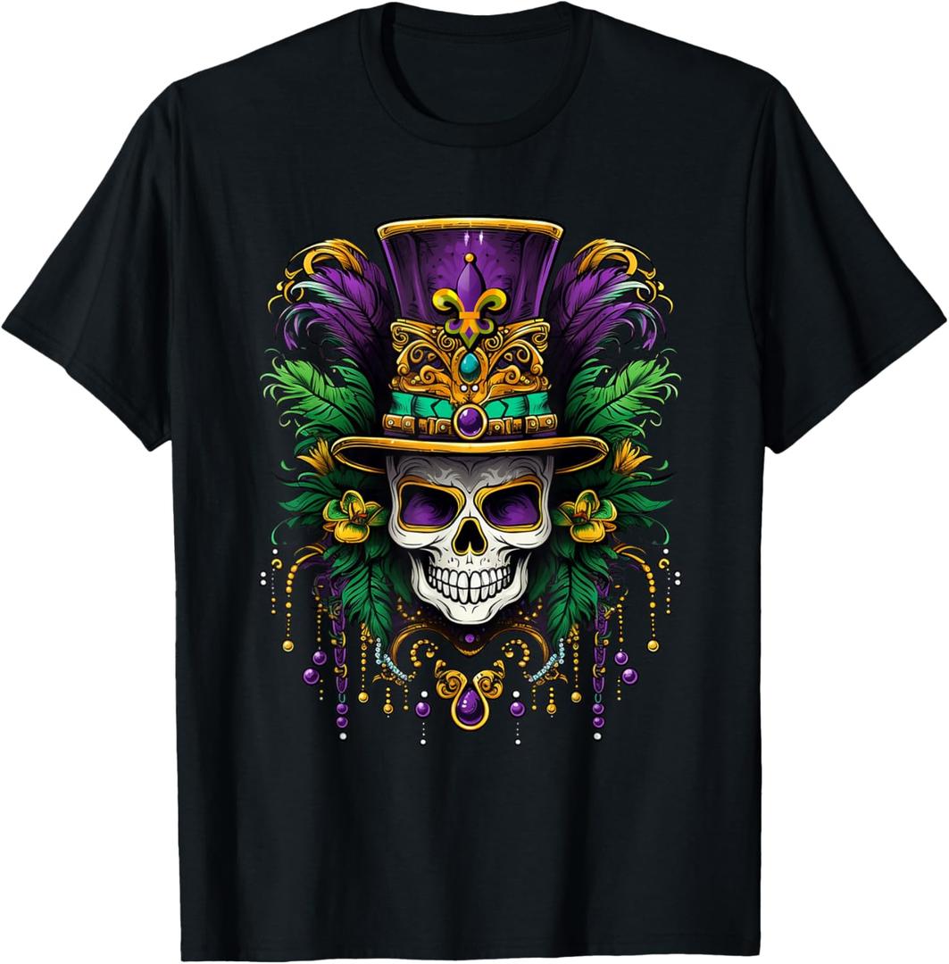 Mardi Gras Costume Sugar Skull Carnival New Orleans Trip T-Shirt, 3XL, 3TG