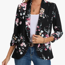 MINTLIMIT Womens Blazer 3/4 Ruched Sleeve Shawl Collar Business Work Blazers Open Front Casual Jackets with Pockets, Small